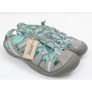J-41 Women's Water Sandal Grey/Green Hiking Walking Athleisure Size 10
